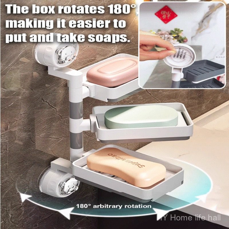 Rotating Drainage Soap Rack Soap Rack tallation No Hole Wall Mount Home ...