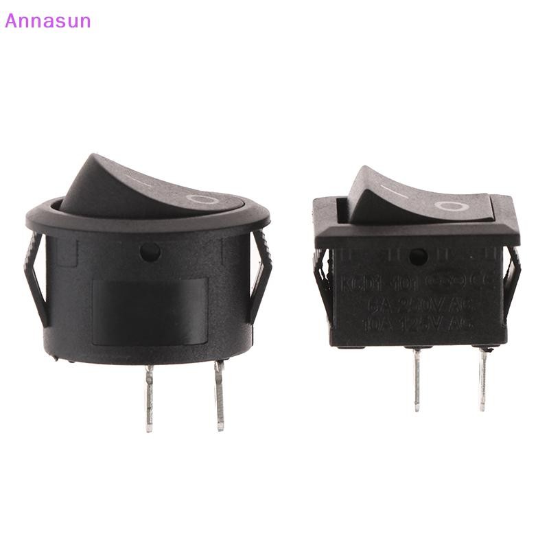 Round Rocker Switch KCD1, 250V/3A, 3-Pin, Black, 15mm