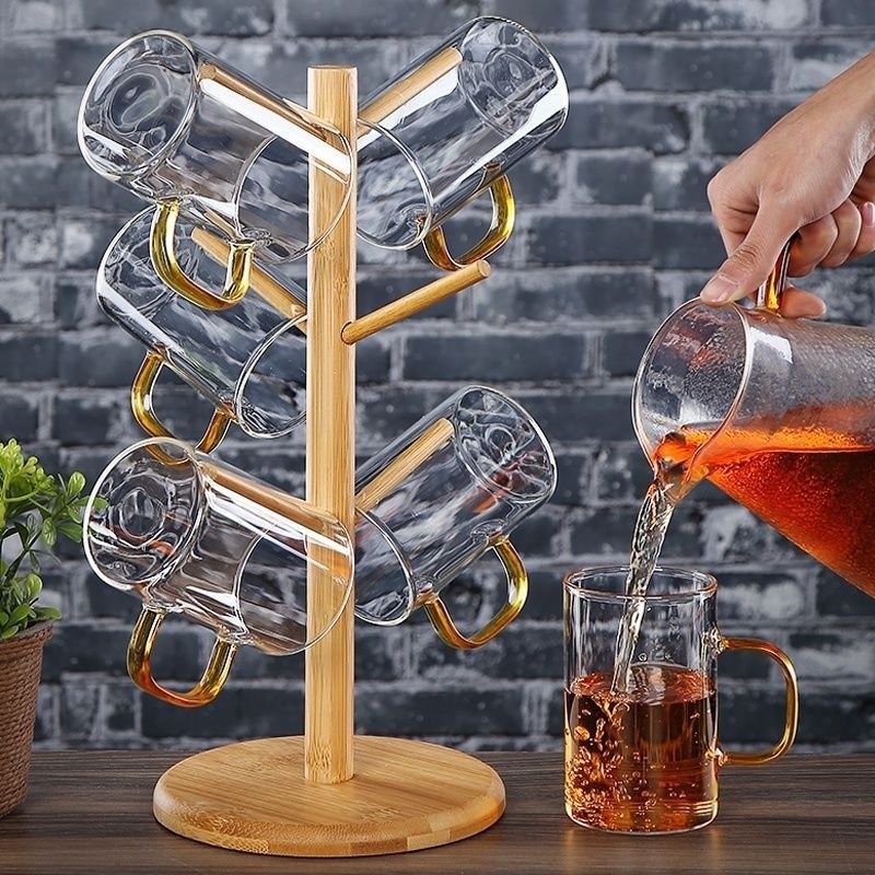 Bamboo Drain Cup Holder Simple Storage Rack Storage Tea Cup Rack Mug ...