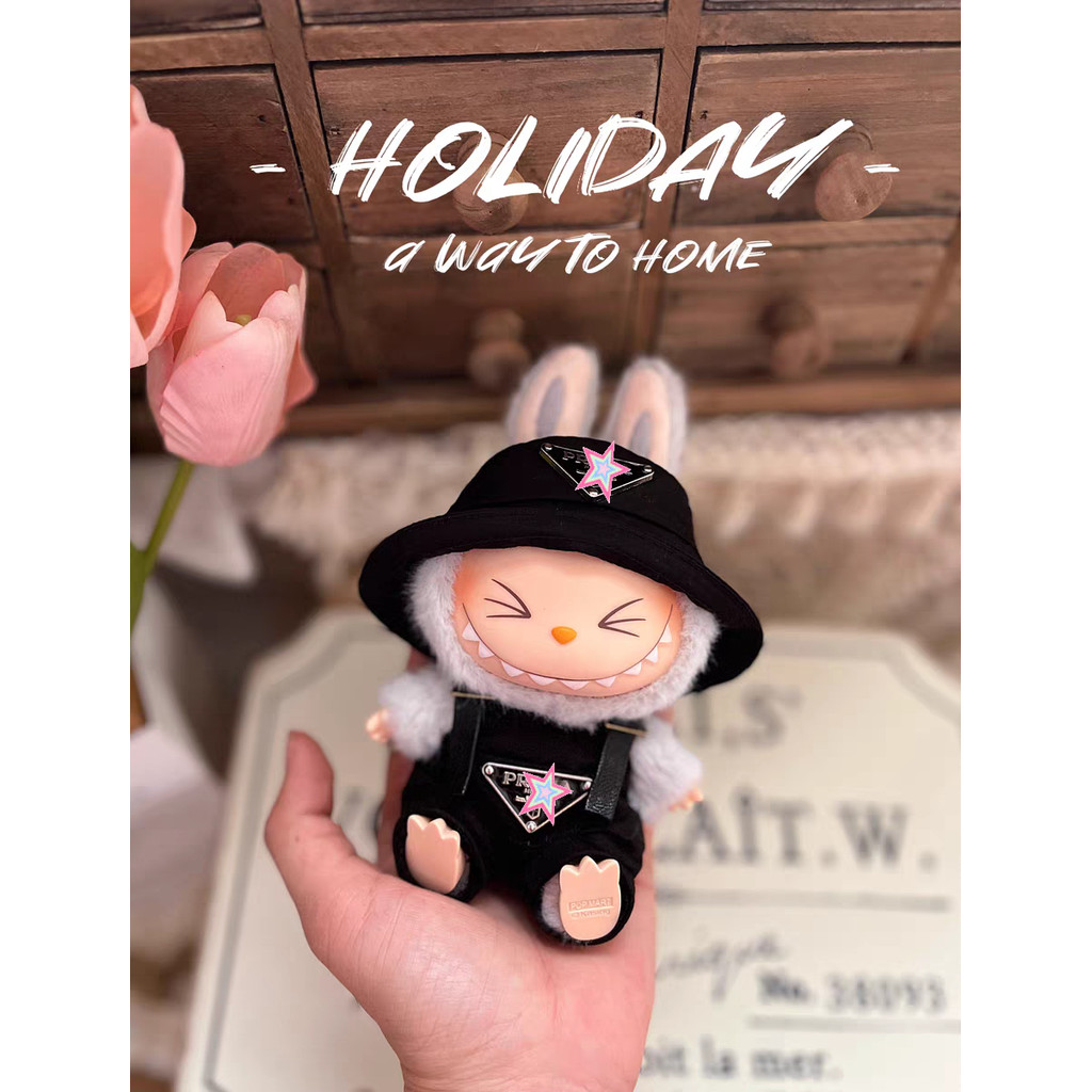 For 15cm Labubu Retro Shoulder Strap Outfit with Hat and Shoes Labubu ...