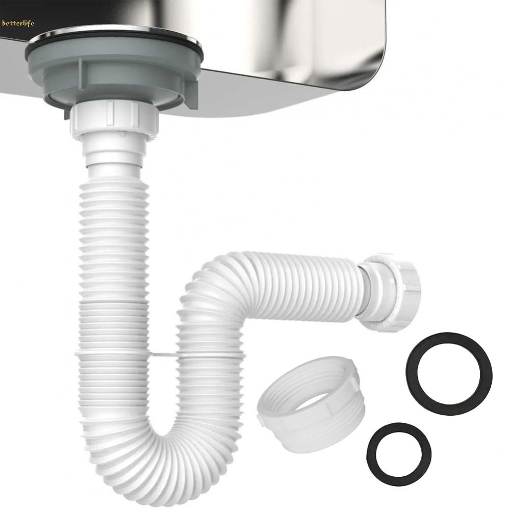 For Flexible Sink Drain Pipe Kit 1-1/2" & 1-1/4" P-Trap With Adapter For Kitchen Bathroom Rv 20 80cm Stretch