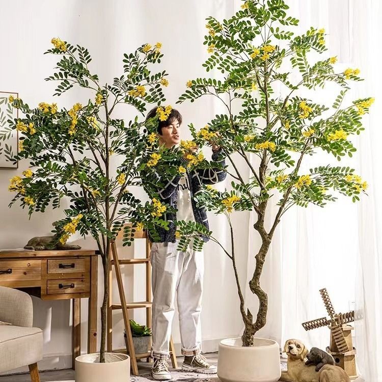 Home Furnishing High-Quality Large Simulation Locust Flower Tree Plant ...