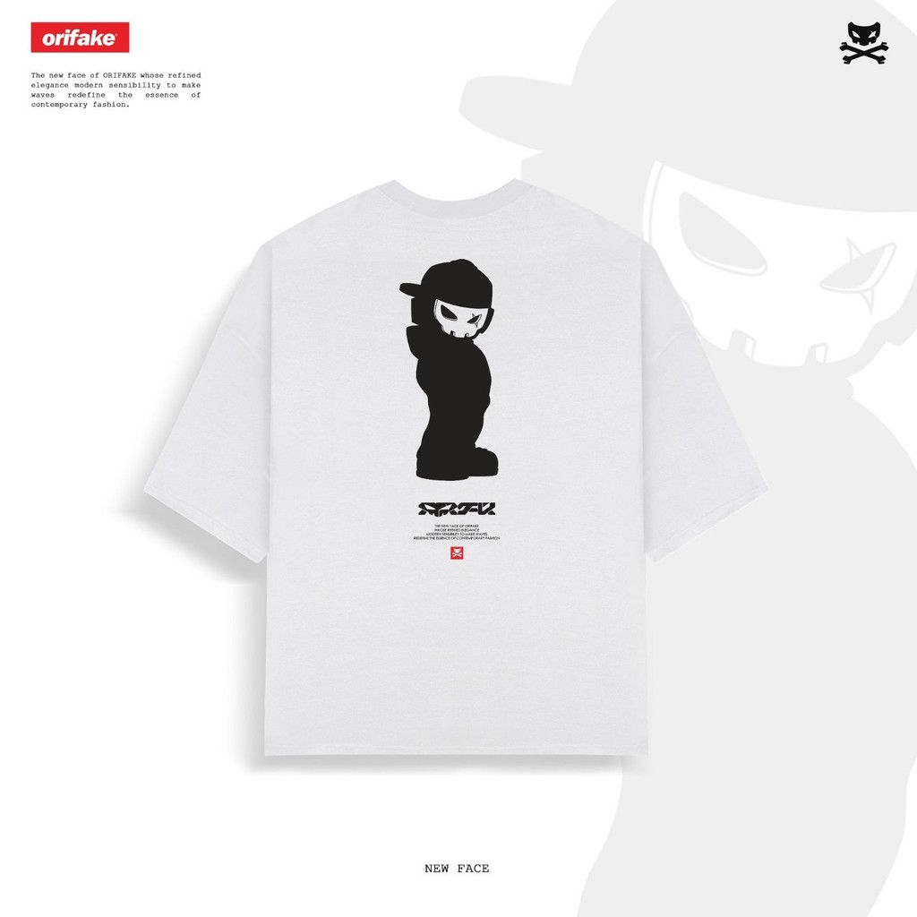 Orifake- Oversized T-Shirt Design New Face White | Shopee Malaysia