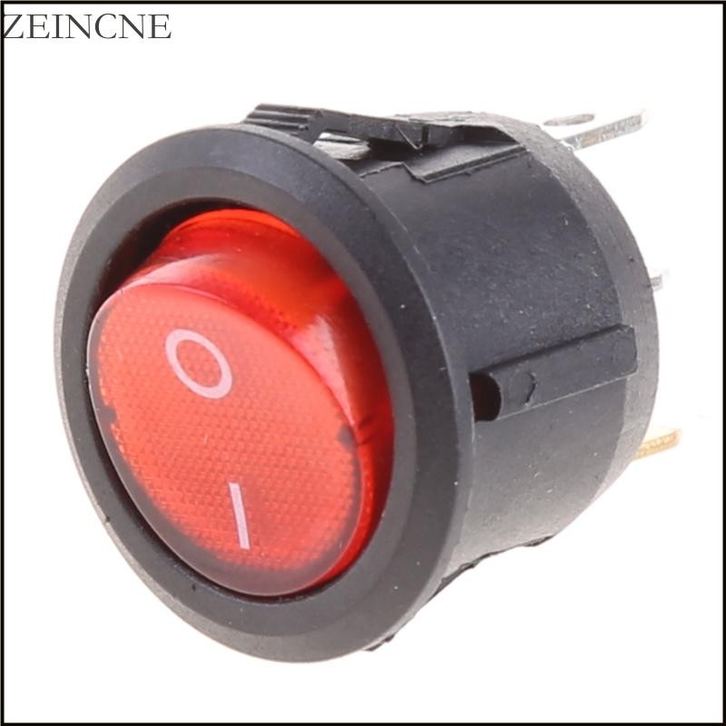 Zein Car Auto Round Button Dot Boat Rocker Switch AC 6A 250V Red Light ...