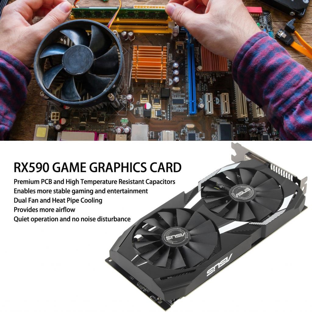 Superparis RX590 Graphics Card Stable Gaming 8GB Fast Heat Dissipation ...