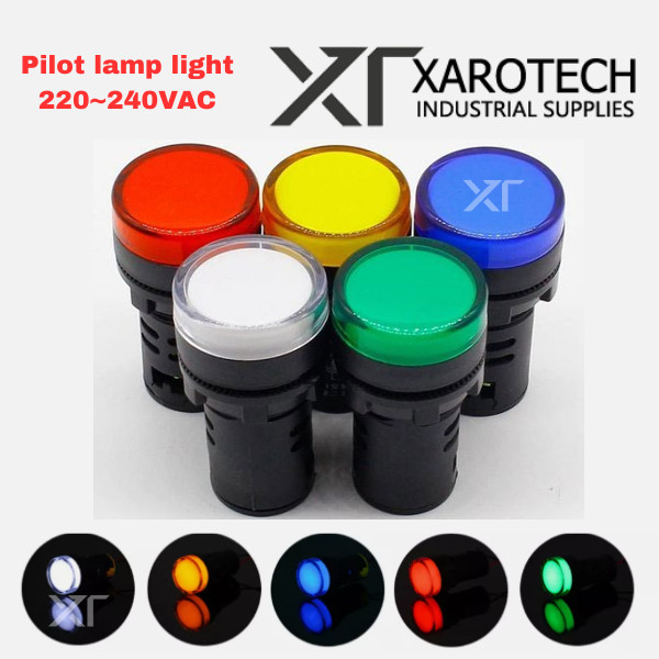 220~240VAC 22mm LED Signal Indicator Pilot Lamp Light Red Yellow Green ...