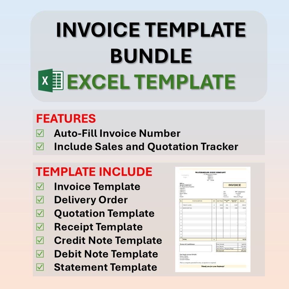 Invoice Template Bundle Excel Templates Include Quotation | DO ...