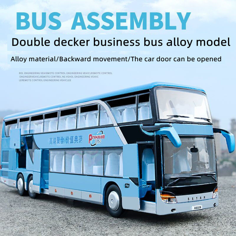 Children toy bus simulation model of alloy double bus boy car bus model ...