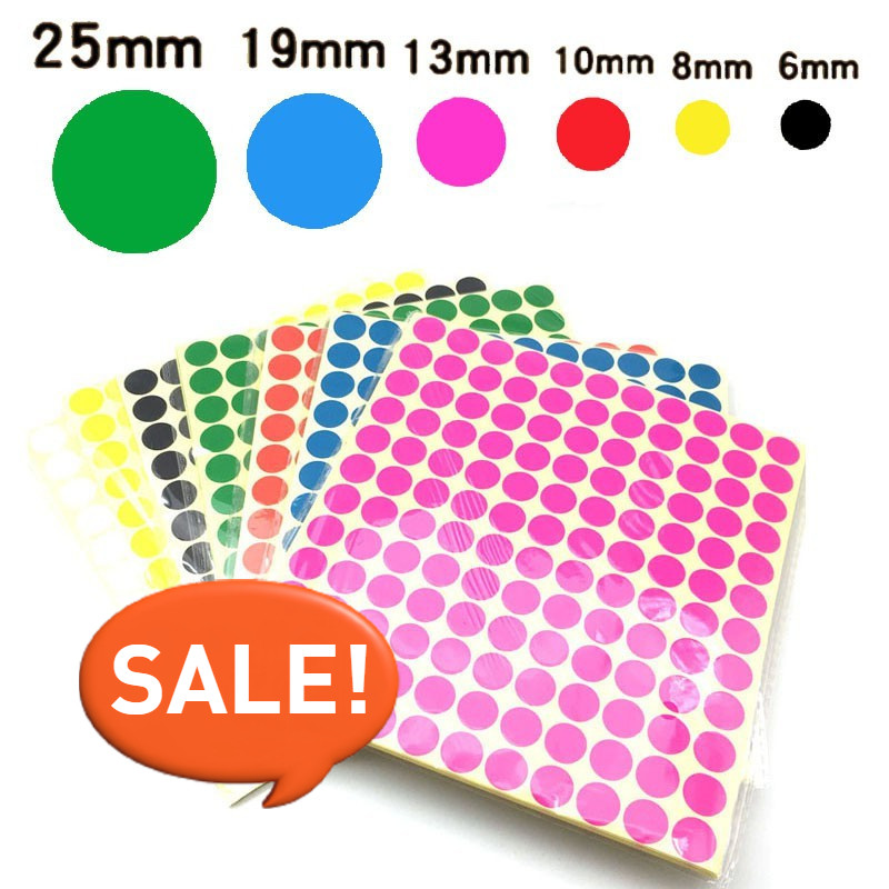 1 Sheet Round Circle Bulat Dot Self Adhesive Color Label Remark Code ...