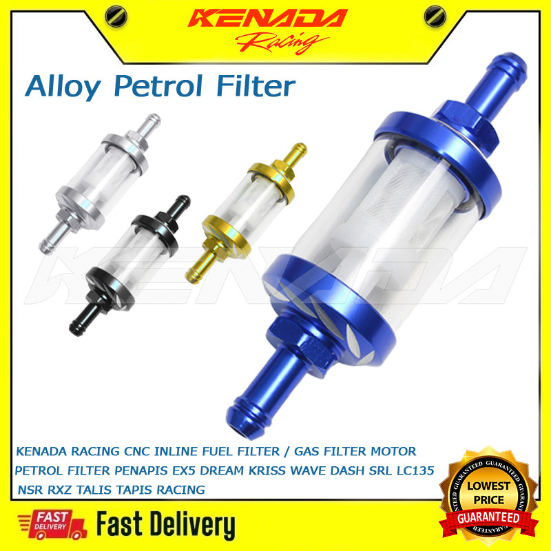 KENADA RACING CNC INLINE FUEL FILTER / GAS FILTER MOTOR PETROL FILTER ...