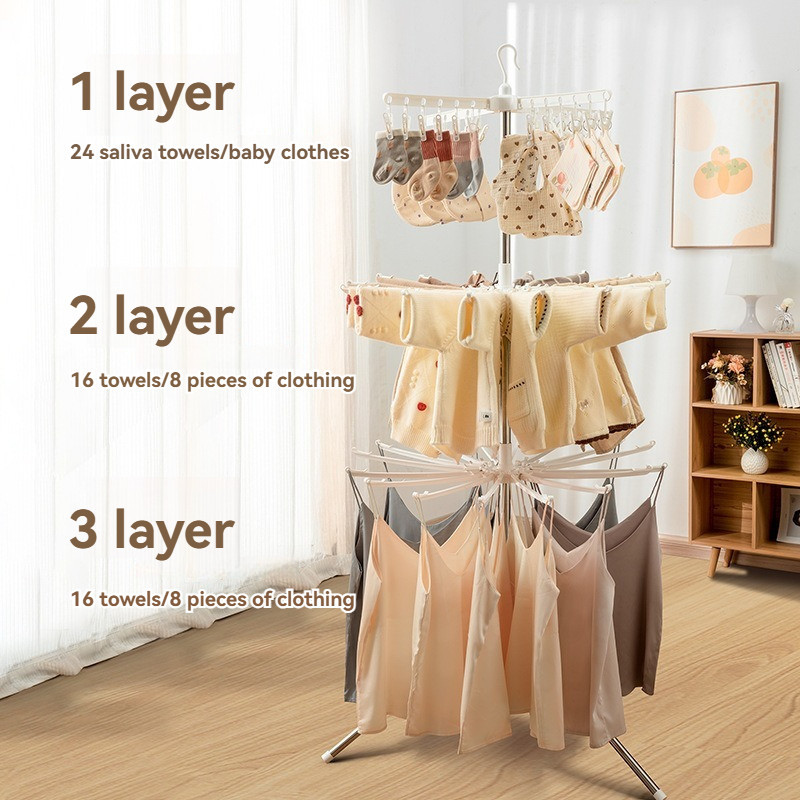 Newborn Rotatable Laundry Rack Infant 3-Tier Clothes Rack High-Quality ...