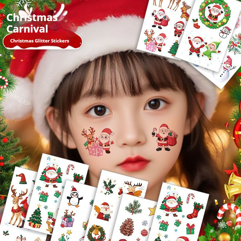 Christmas Tattoo Stickers Children Tattoo Stickers, Santa Claus, Elk ...