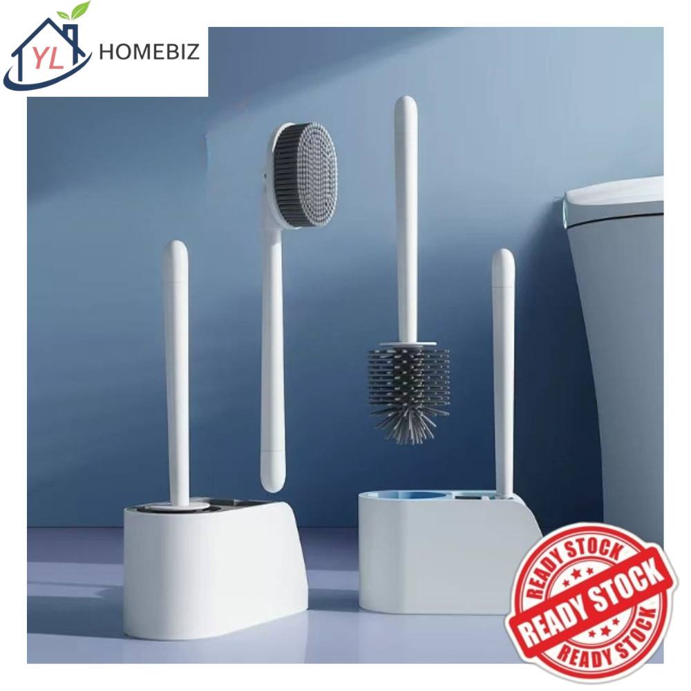 3IN1 Bathroom Long Handle Silicone Soft Brush Toilet Set Washroom Wall ...
