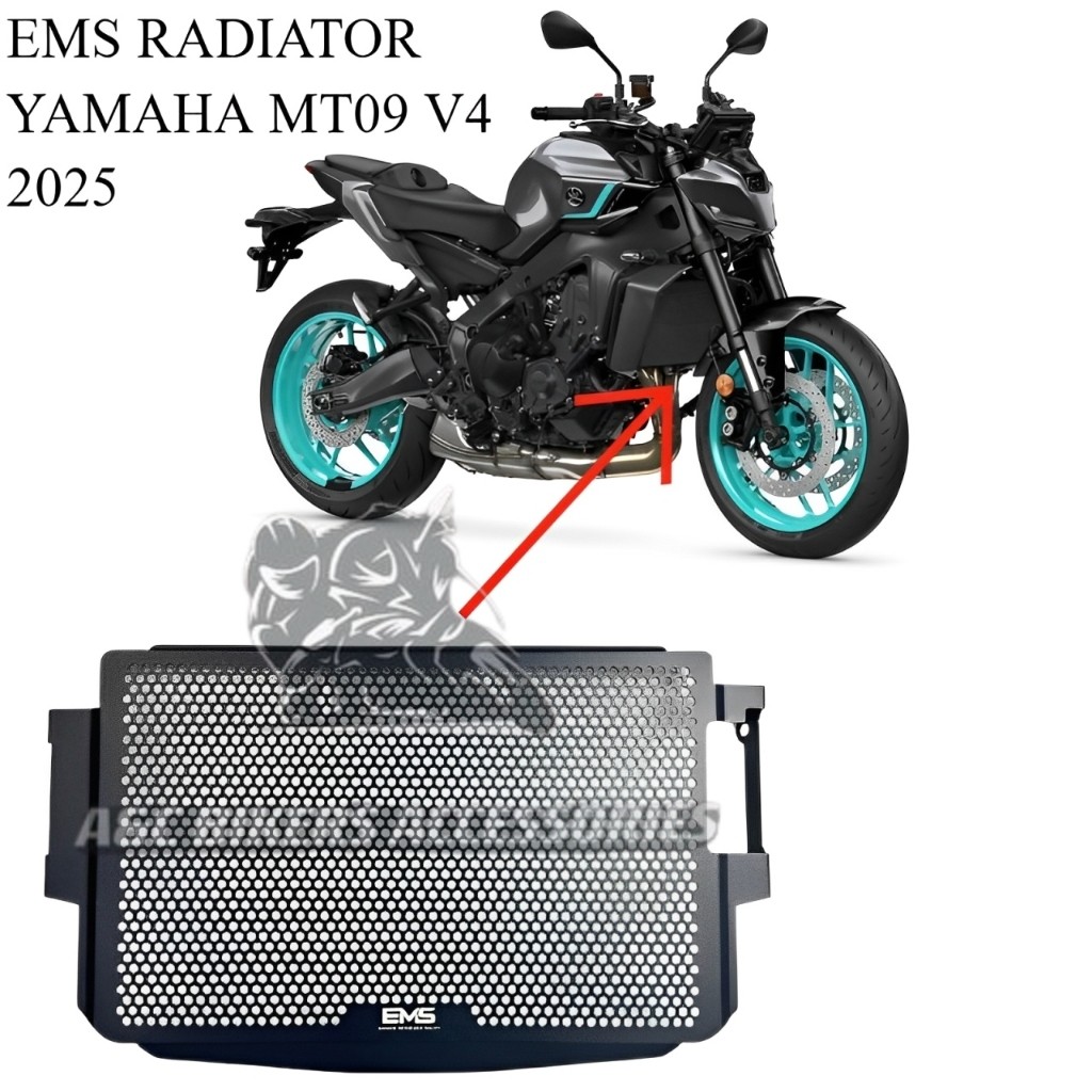 EMS Motorcycle Radiator Cover Yamaha MT09 V4 2025 Black Aluminium ...