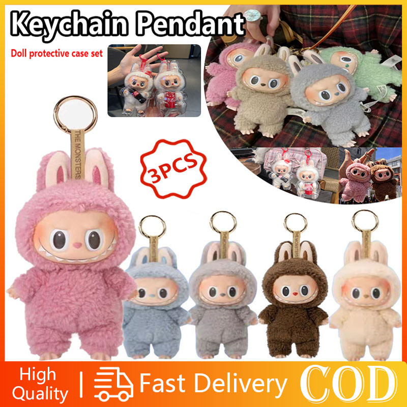 5PCS 17cm Labubu Keychain School Bag Pendant OEM Monster Cute Comic Toy ...