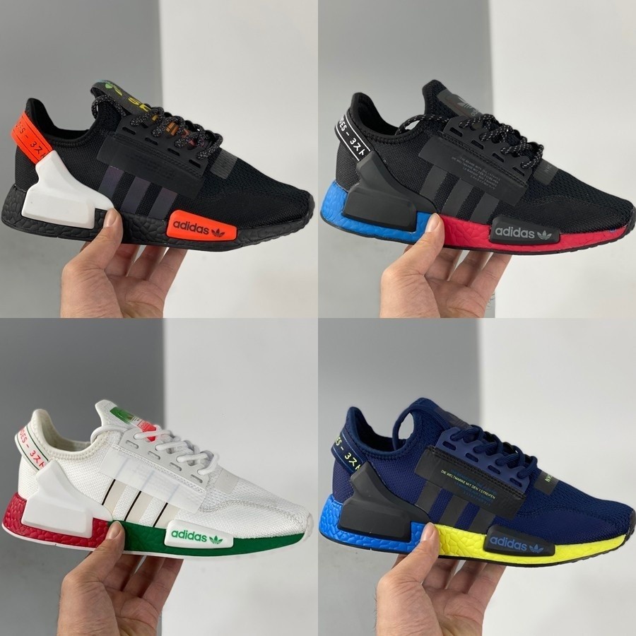 Adidas shoes NMD R1 V2 lelaki wanita running shoes core black yellow shoes saiz 36 45 FPTA Shopee Malaysia