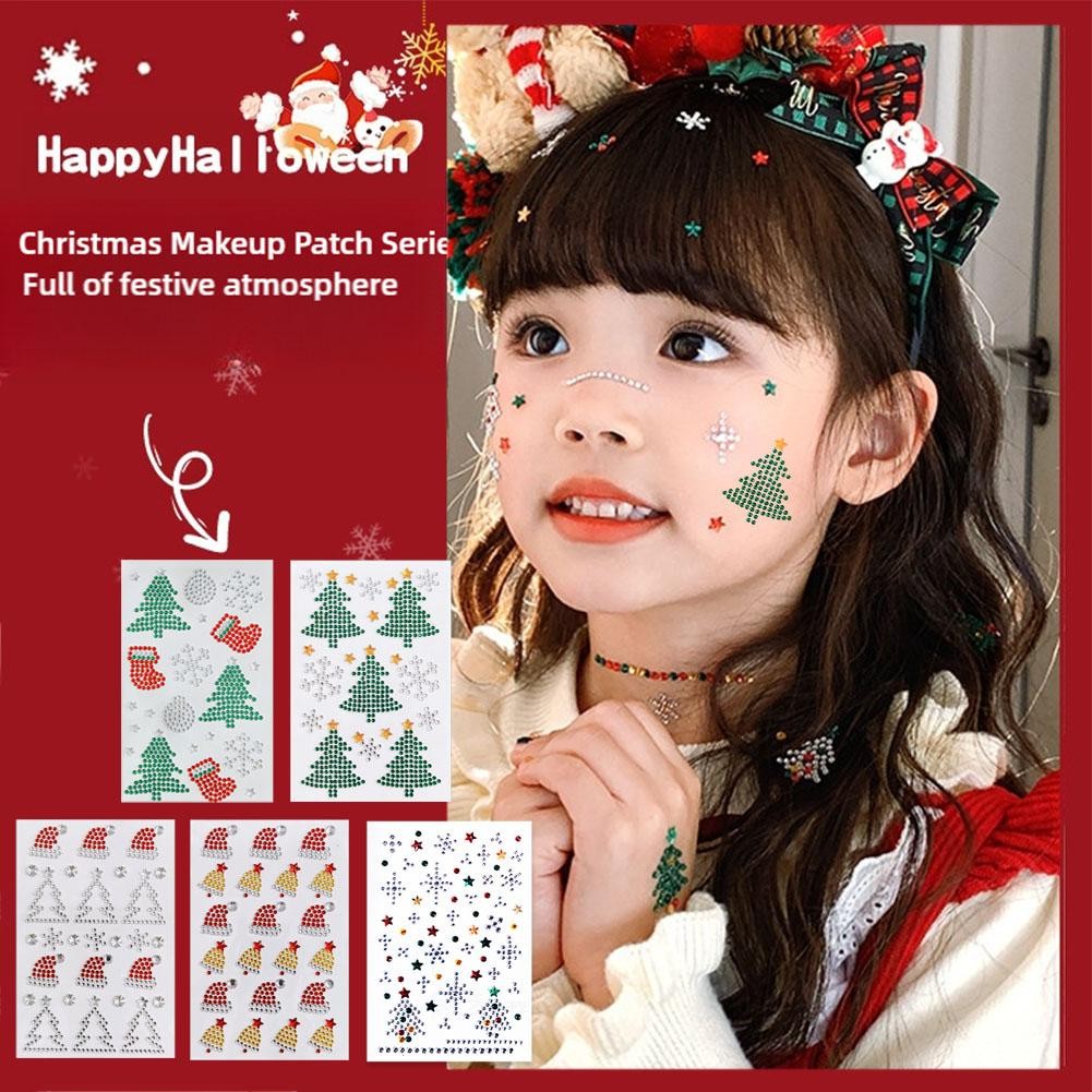 Christmas Snowflake Face Stickers Glitter Children's Tattoo Vibe Makeup ...