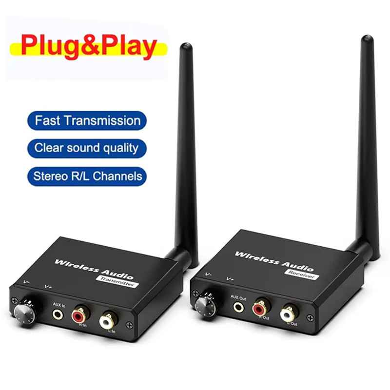 50M Wireless Audio Transmitter and Receiver 5.8G 2.4G Wireless R/L RCA+ ...