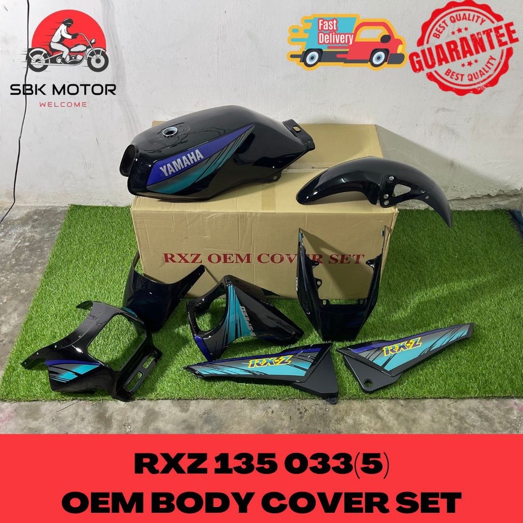🔥【SBK MOTOR】OEM Yamaha RXZ Cover Set | 033(5) Black Green | Full Body ...