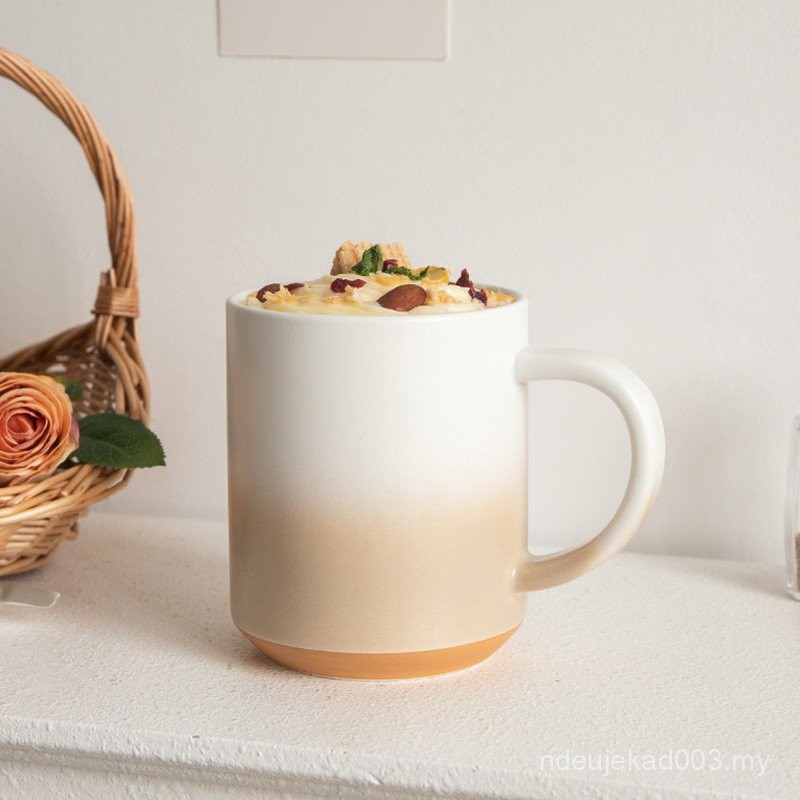 Cup Cawan besar yang segar dan segi〗 cawan mug tembikar gradien cawan ...
