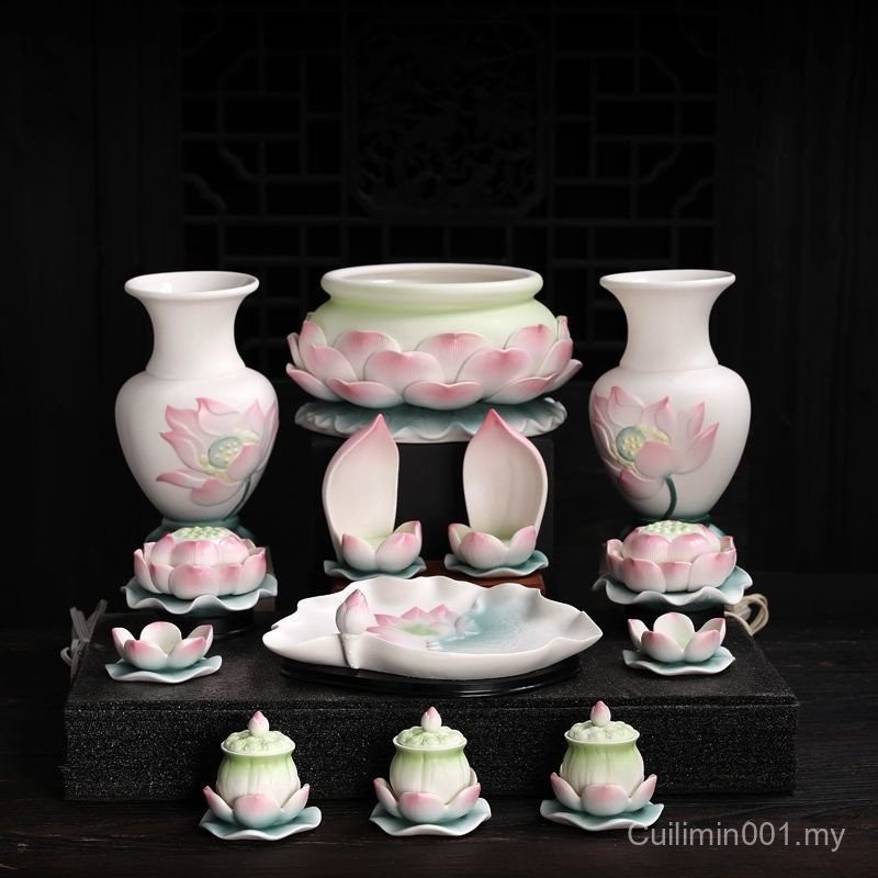 Garden Age Supply Ceramic Sitting Buddha Candle Lantern - Mint Set of 2