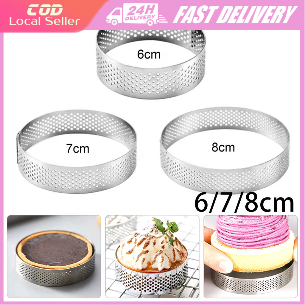 Stainless Steel Dessert Tart Mould Diameter 6-8CM Tart Ring with Holes ...