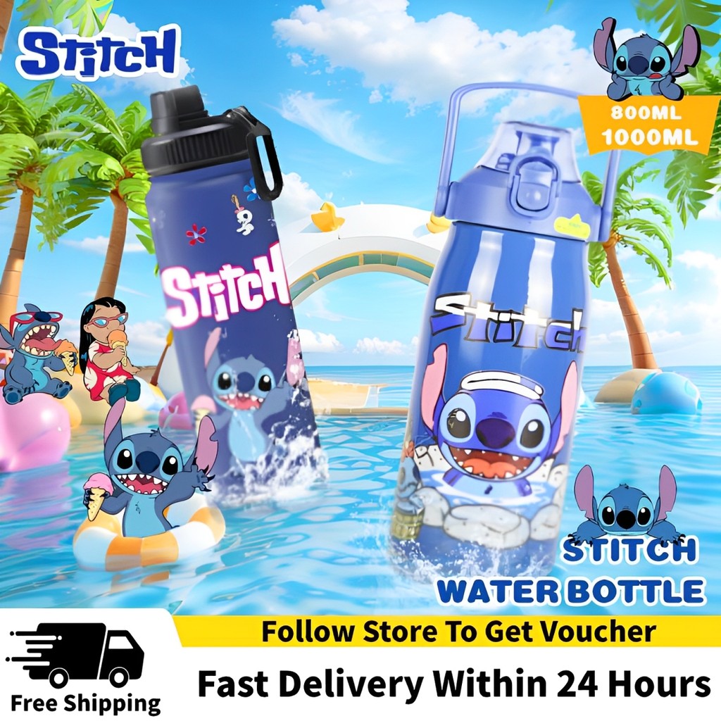 【Johor Stock】Stitch Cartoon Water Bottle stainless steel Cute Portable ...