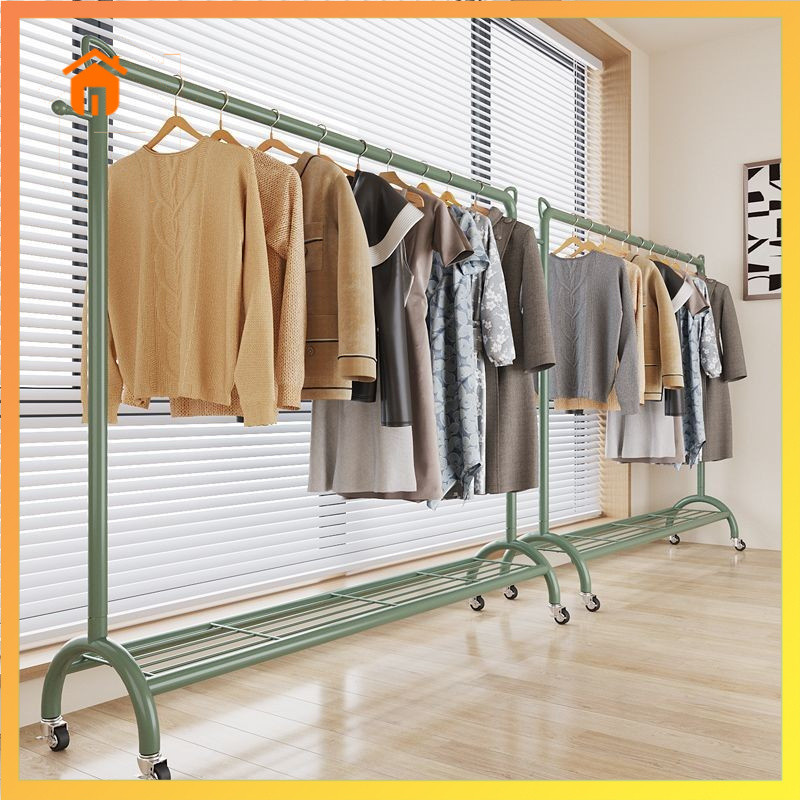Wheeled Drying Rack Floor Bold Clothing Store Clothes Rack Display Rack ...