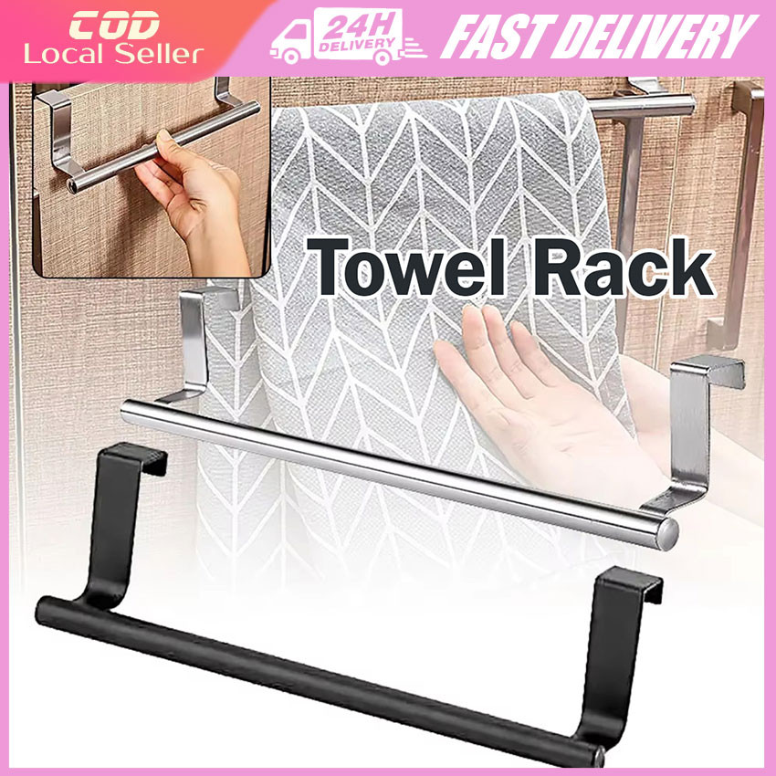 Stainless Steel Towel Rack Single Rod Punch-free Kitchen Over Cabinet ...