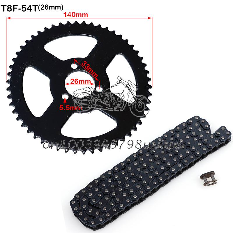 1Set 47cc 49cc T8F Chain 136 Links and 38 44 54 58 64 74 Teeth Sprocket ...