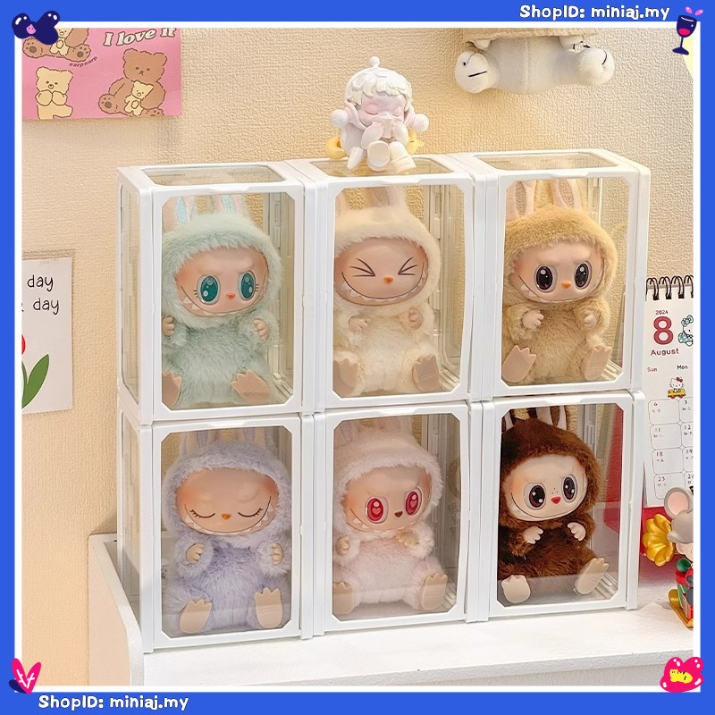 Labubu display box Glass Storage Box labubu Vinyl Doll Storage Box ...