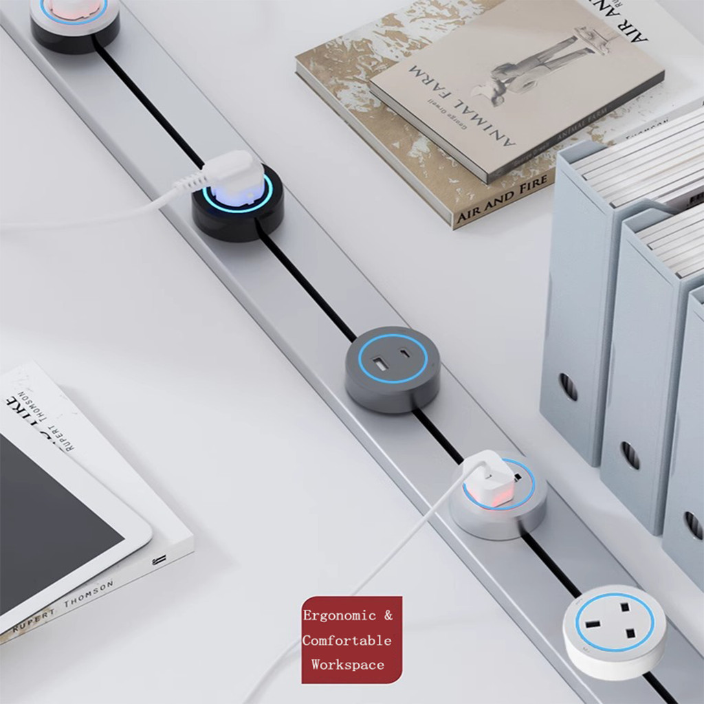 UK Plug Track-Mounted Power Strip: Wall/Surface-Mounted, Adjustable ...