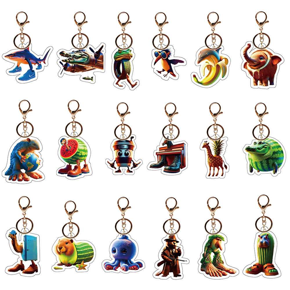 Brainrot Tung Tung Tung Brainrot Animals Keychain Funny Acrylic Pendant ...