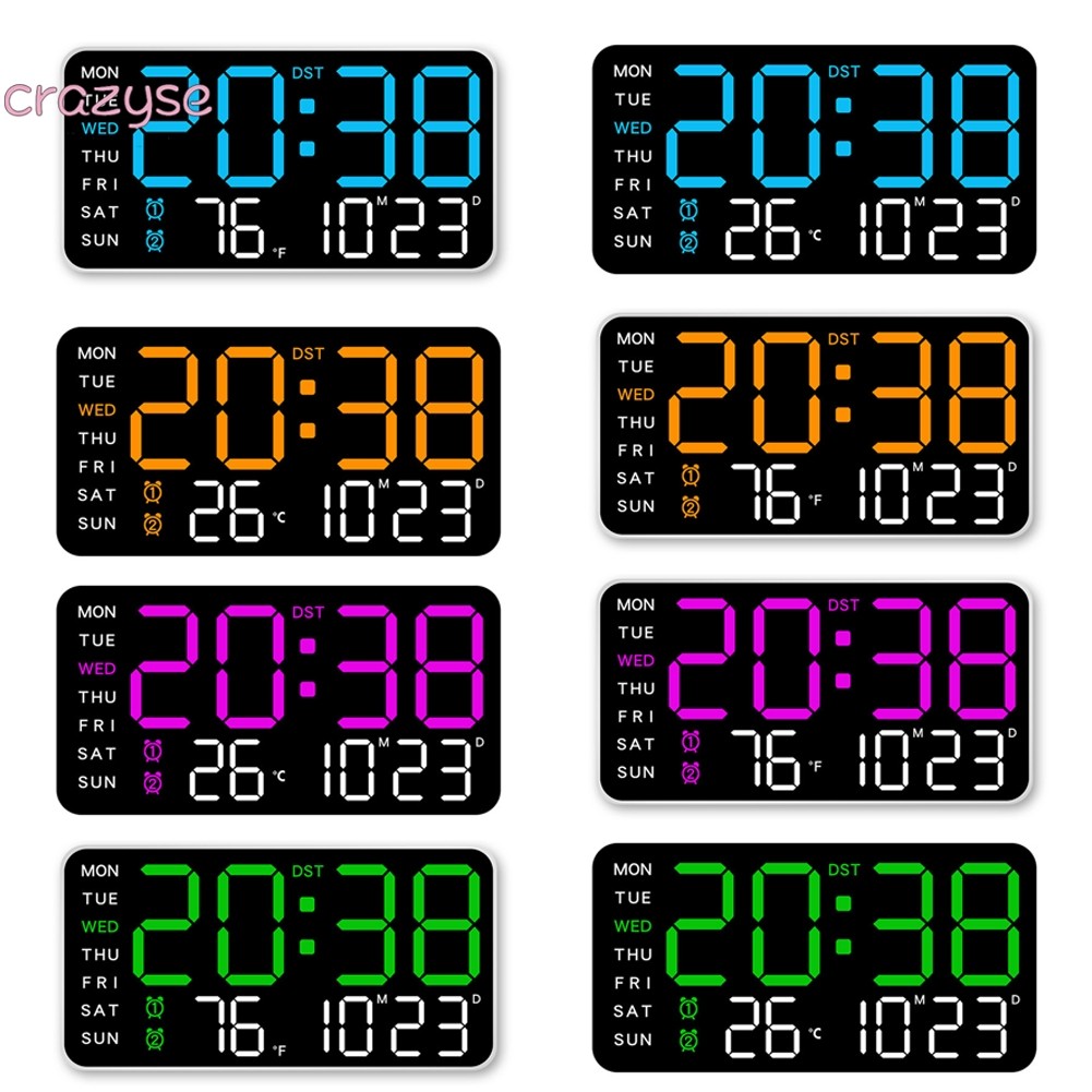 Digital Wall Clock Temperature Date Week Display Table Alarm Clocks ...