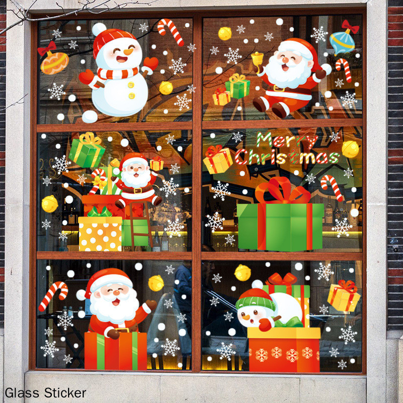 Christmas Static Stickers Festive Atmosphere Decorative Glass Door ...