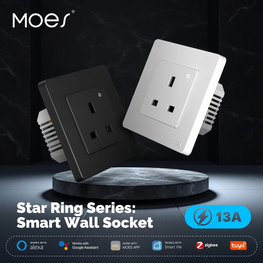 MOES Tuya ZigBee Smart Socket UK Wall Embedded Outlet Energy Monitor ...