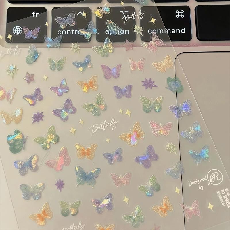Butterfly Wing Streamer Sticker Premium Flat Manicure Sticker Colorful ...