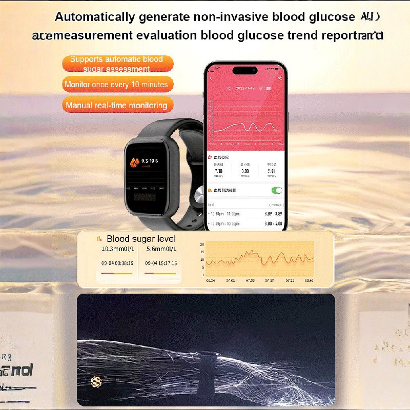 Heart rate monitoring smart bracelet Blood Sugar Measurement Smartwatch ...