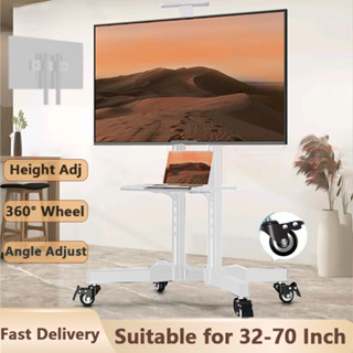 White Portable Tv Stand 65 Inch With Shelf Height Adjustable Universal 