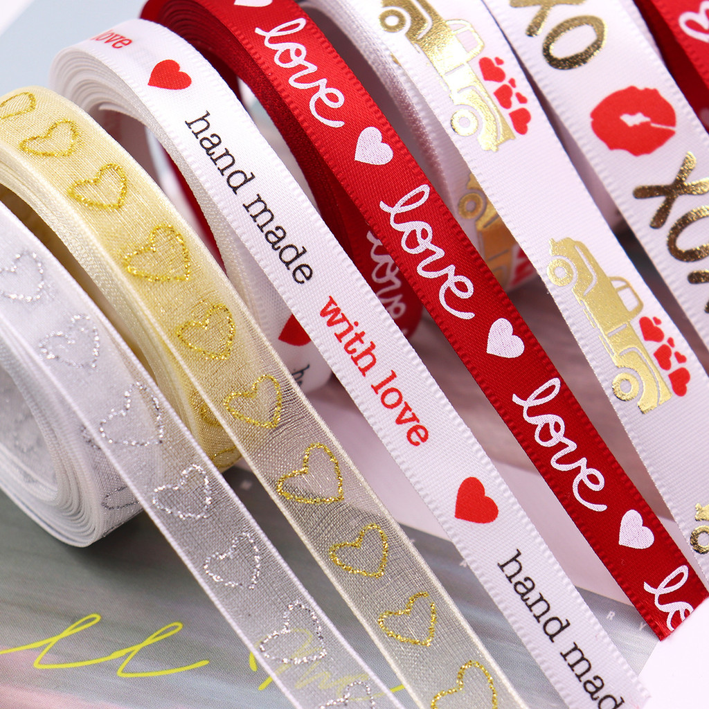 5 Yards Valentine's Day Ribbon Heart Love You Gift Bouquet Packaging ...