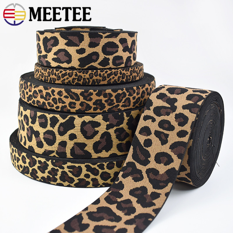 1M 15-50mm Leopard Jacquard Elastic Band Pants Waist Belt Rubber Ribbon ...