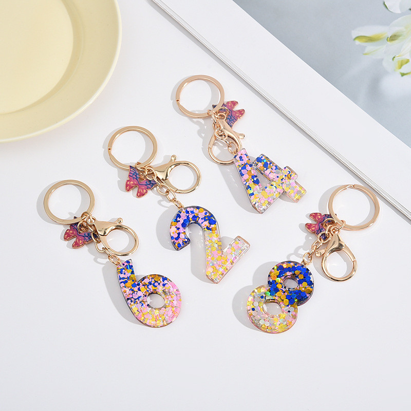 Lucky Numerals Keyring Resin Figure Keychain 0 1 2 3 4 5 6 7 8 9 Lucky ...
