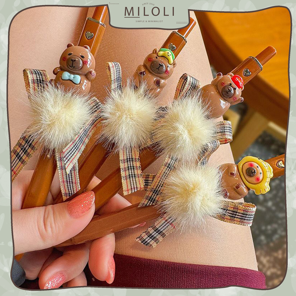 [MILOLI] 1Pcs CAPYBARA RIBBON CHOCOLATE PEN Cartoon Animal 0.5mm PEN ...