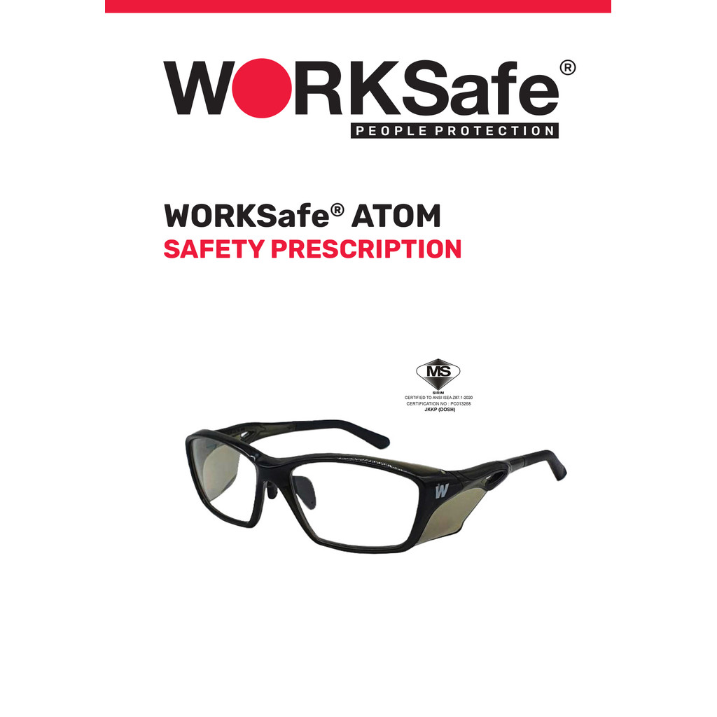 SRX WORKSAFE ATOM, CLEAR FRAME W SIDE SHIELD, CLEAR TEMPLE, GREY TEMPLE ...