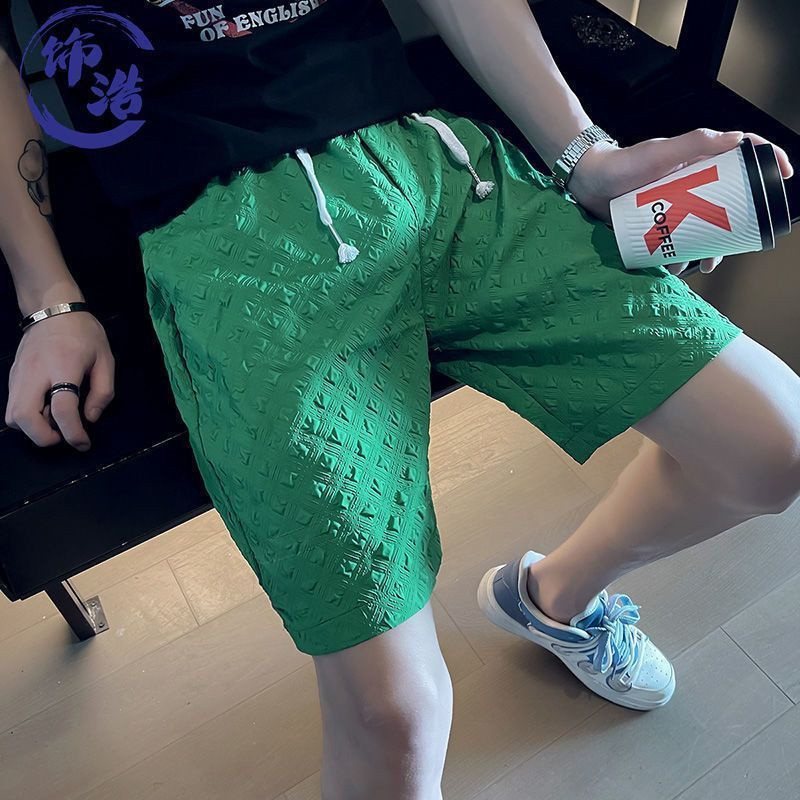 Short Shorts Men's 3D Bump Plaid Korean Casual Men's Shorts | Shopee ...