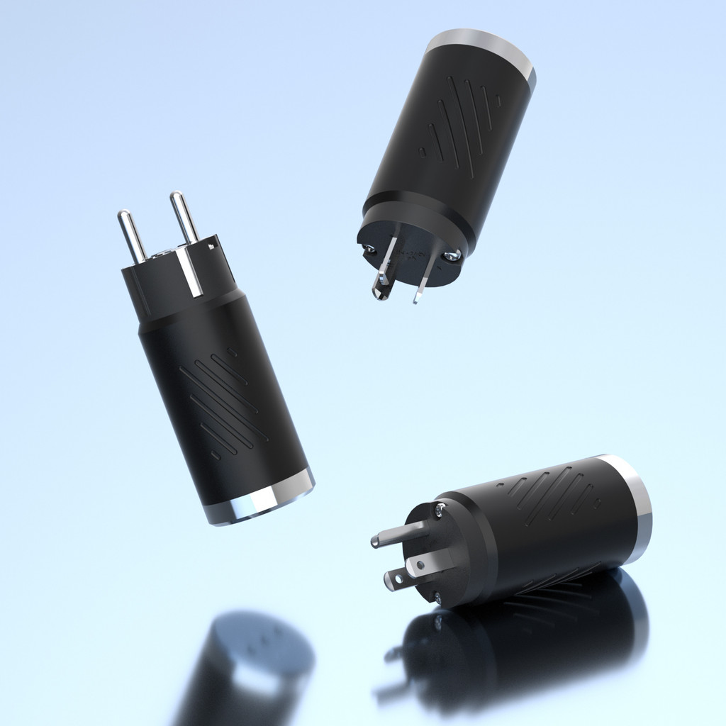 2x Rhodium Plated Schuko Male Plug – HiFi Audio Power Connector
