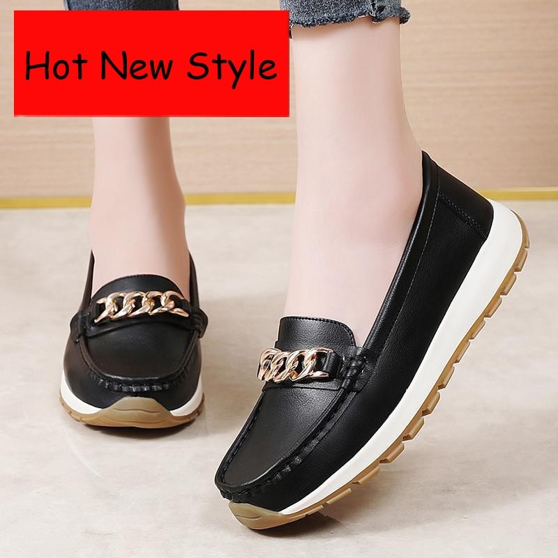 High Quality Women Leather Slip on Loafers Fashion Comfortable Soft ...