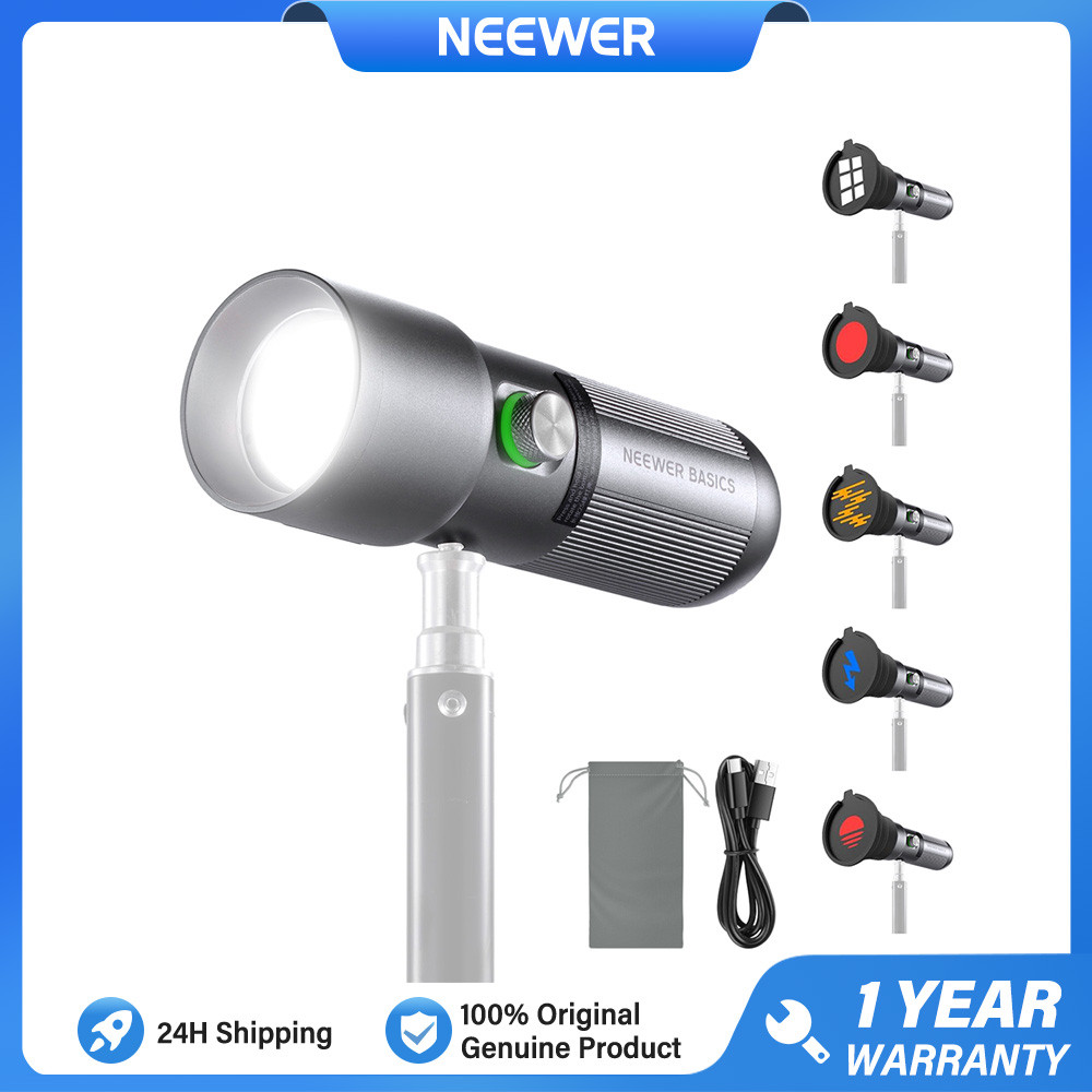 NEEWER BASICS FL10 Photography Flashlight with 4 Colors/20 Gobo Filters ...