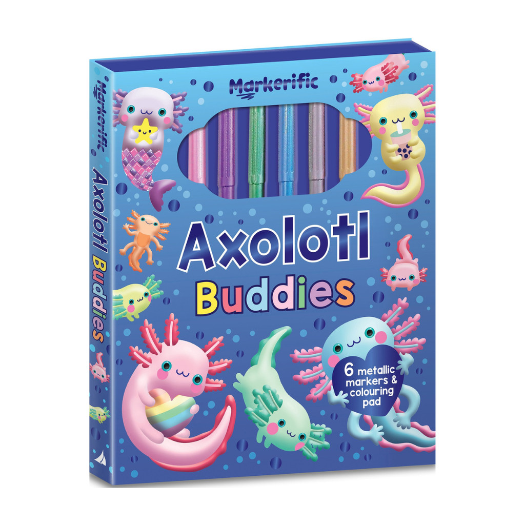 Axolotl Buddies Markerific Colouring Book Gift Set With 6 Metallic ...