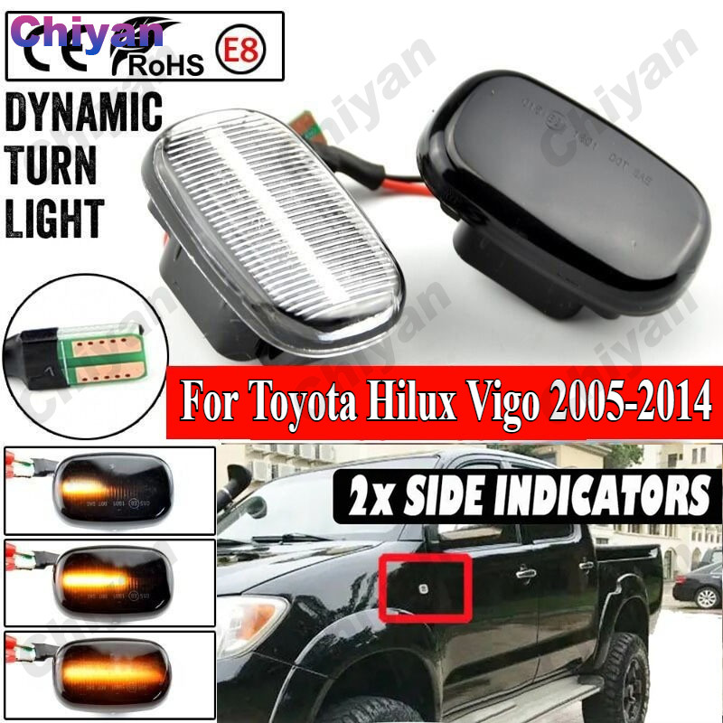 1/2Pcs LED Dynamic Side Marker Turn Signal Light Indicator Smoke Clear ...